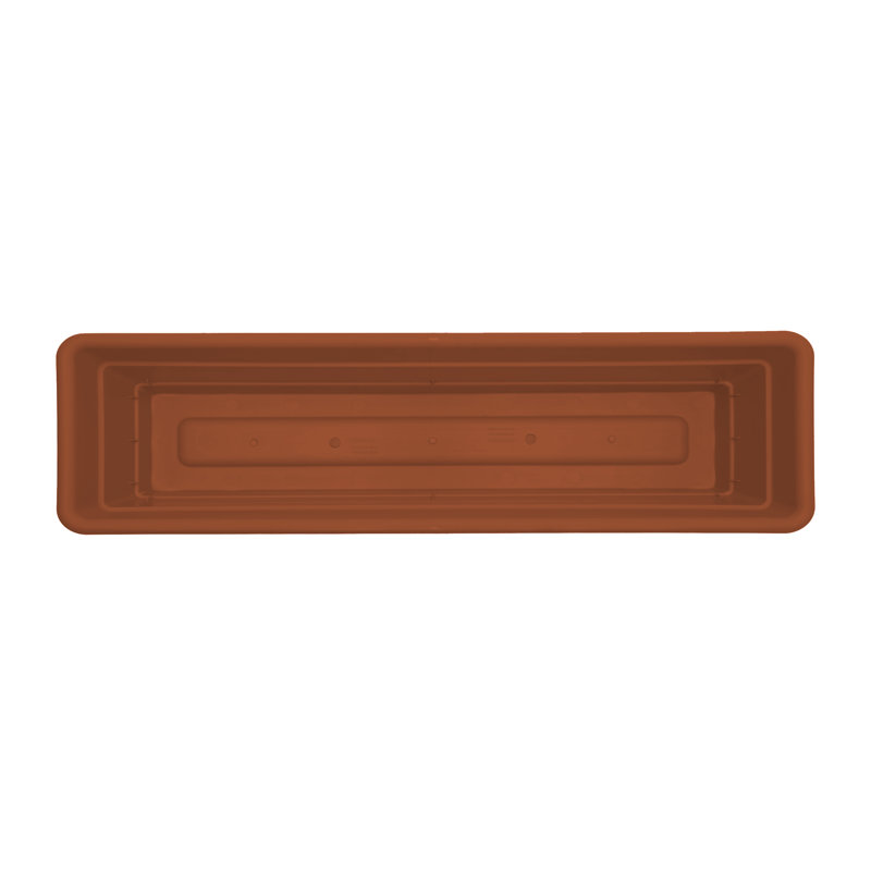 Dura Cotta Traditional Plastic Indoor/Outdoor Rectangle Window Box Planter with Attached Saucer
