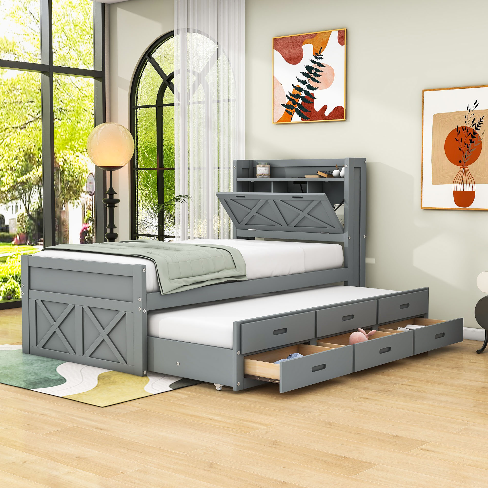 Breakwater Bay Ahlrike Versatile Twin/Full Bed with Drawer Storage