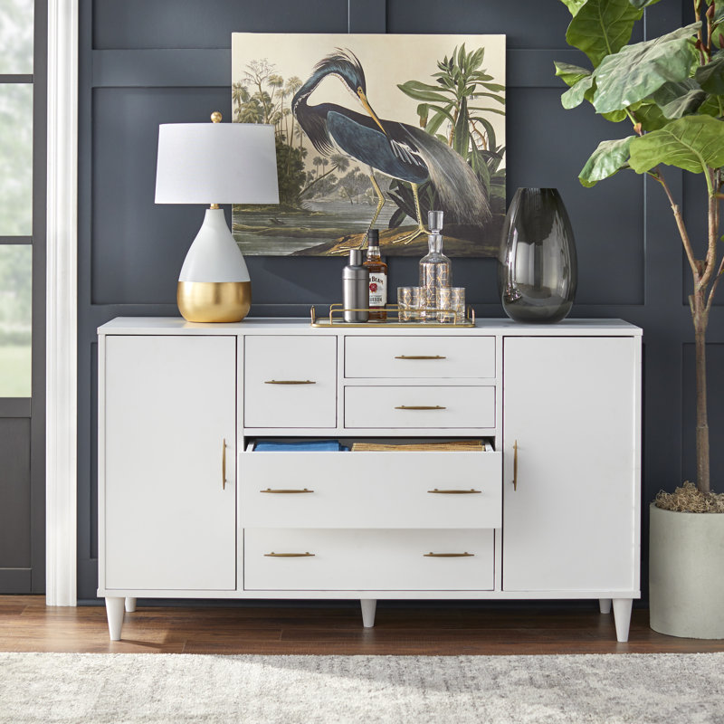 Buffet 5 tiroirs Afrida, Blanc