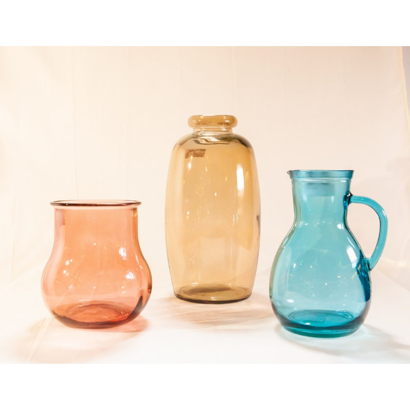 Vase en verre recyclé bleu Galua, Rose