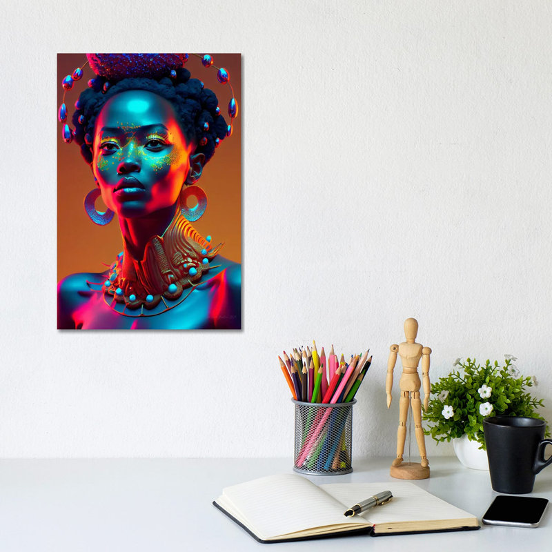Afrofuturist African Royalty Queen I, Canvas, 12" H x 8" W x 0.75" D