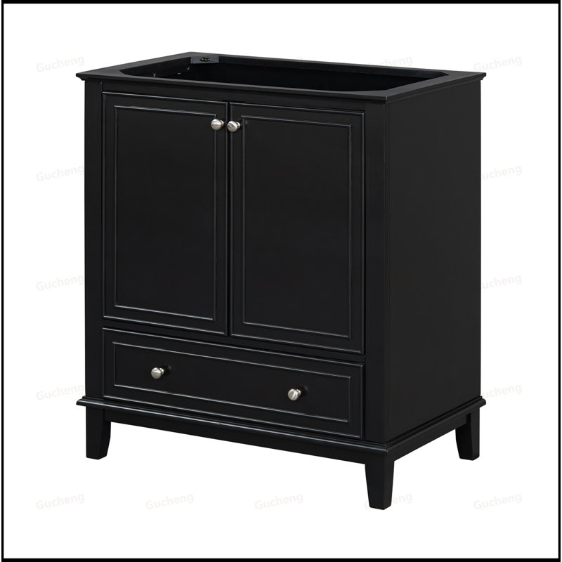 30 Inch Bathroom Vanity Base Only, Black