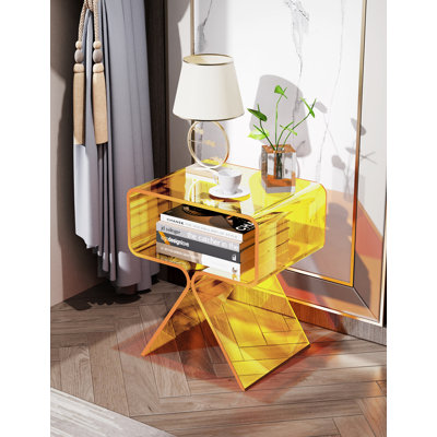 Betzabet Acrylic Side Table, Bedside Table Nightstand