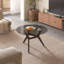 Round Coffee Table with Solid Wood Legs, Minimalist Tempered Glass Table-226824271