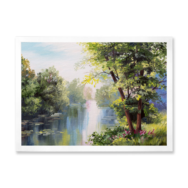 Peinture de paysage sur toile, H 30 po x l 40 po x P 1,5 po, Cadre blanc