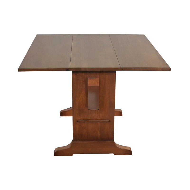 Extendable Oak Solid Wood Dining Table, Walnut, 29" H