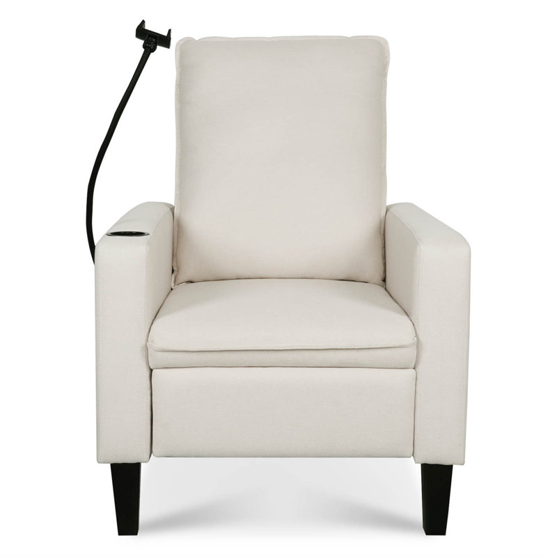 Yiran Upholstered Recliner, Beige Polyester