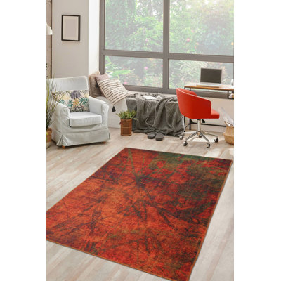 Tapis décoratif rayé orange et vert