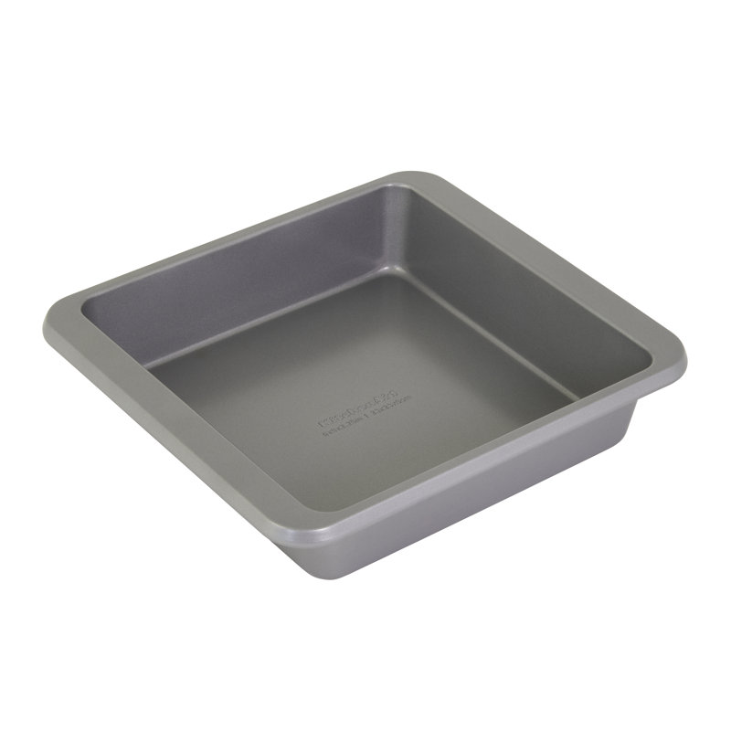 9In Nonstick Aluminized Steel Square Cake Pan, Contour Silver, Gray