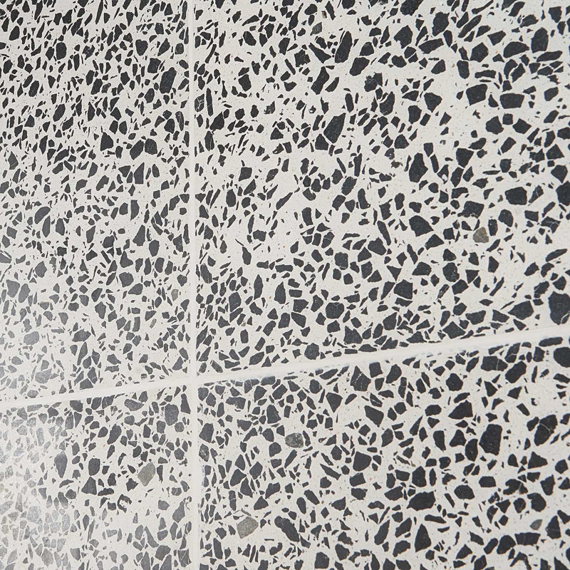 True Terrazzo 16x16 Polished Terrazzo Tile, Tinos Black/White