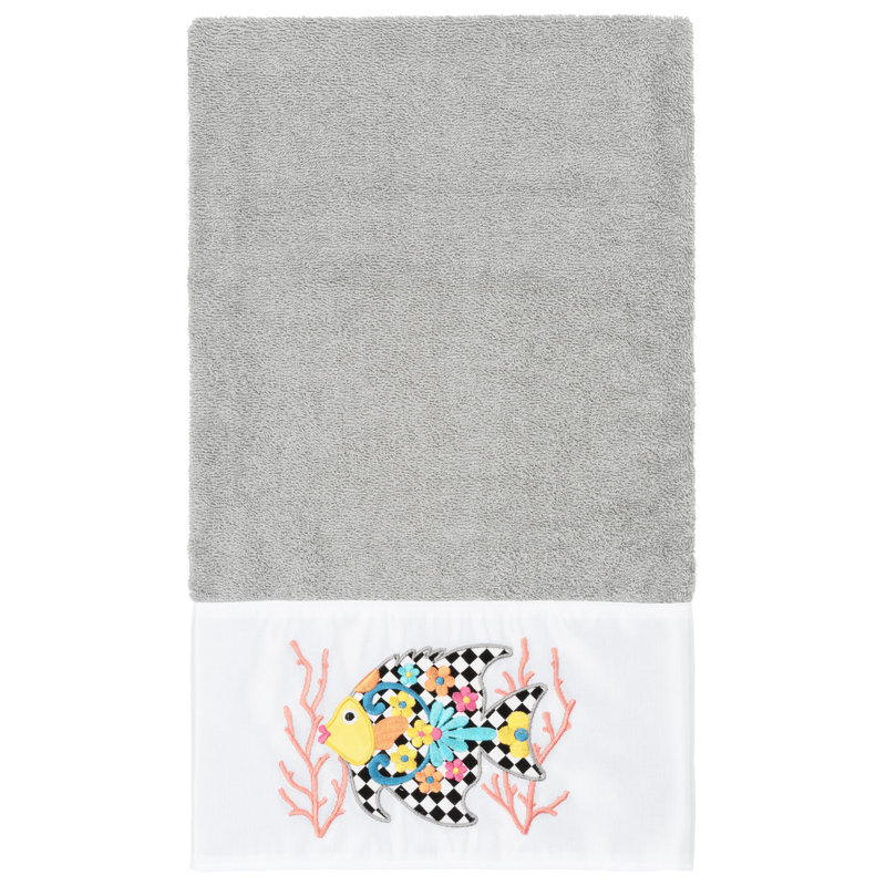 Serviette de bain en coton FELIZ, Gris clair