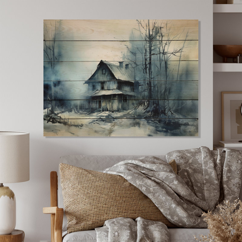 Hiver, neige, merveilles I sur bois, H 10 po x l 20 po x P 0,78 po