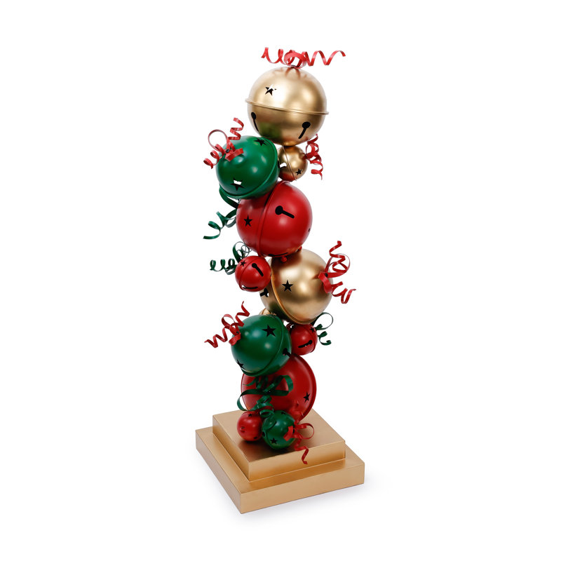 Décoration de table de Noël en métal, clochettes empilées, 122 cm (48 po)