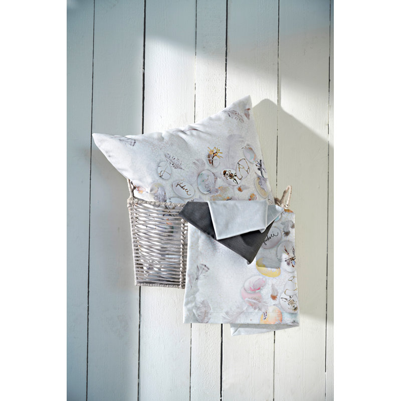 Floral Rectangular Cushion, White/Blue/Orange/Purple