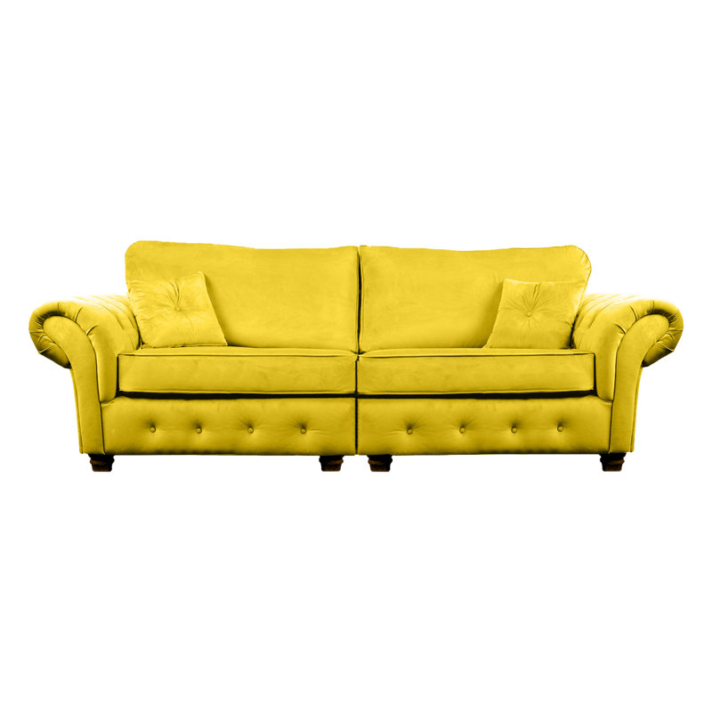 Lila 4 Seater Velvet Sofa, Lemon