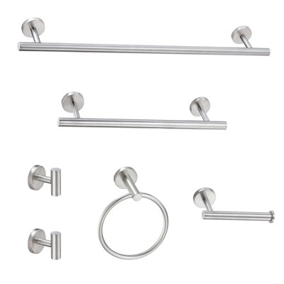 Ensemble de robinetterie de salle de bain de 6 piÃ¨ces (24 et 16 po) avec matÃ©riel de fixation, en nickel brossÃ©