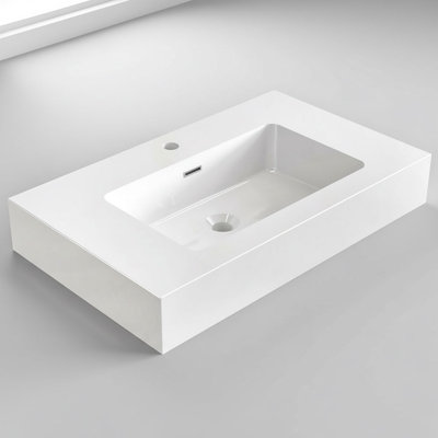 Évier à fixation murale l 30 po x P 18 po avec trop-plein et robinet simple