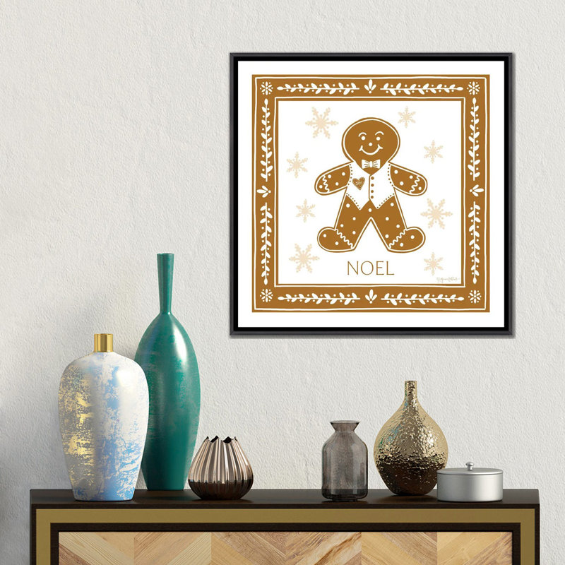 «Gingerbread Man», reproduction d'art sur toile encadrée, Noir patiné, Impression dans un cadre flottant sans passe-parto