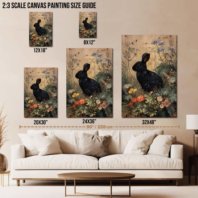 Art mural sur toile de lapin Timuba - Printemps et Pâques, lapin, décoration murale avec œuvre d'art inspirée de la nature, cadre sur pin, 12 po x 16 po