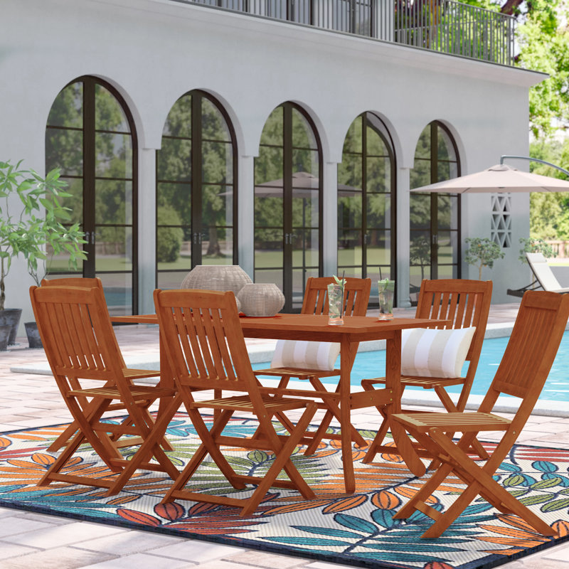 Anetria 6 - Person Wood Patio Dining Set with Rectangular Table