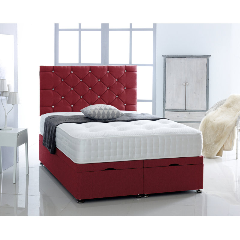 Fidler Upholstered Ottoman Storage Bed, Single (3'), Red