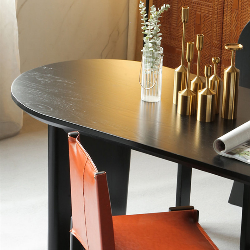 Oval Solid Wood Dining Table, Black, 29.53"H x 70.87"L x 31.5"W