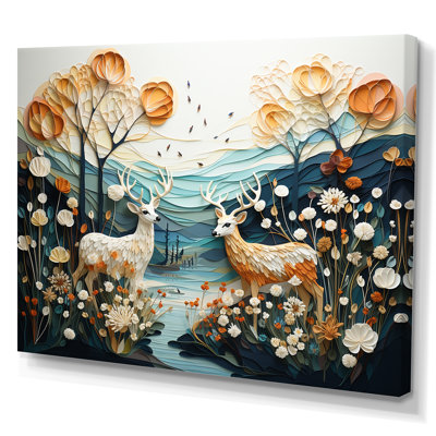 «Modern Deer Couple Collage», reproduction d'art sur toile