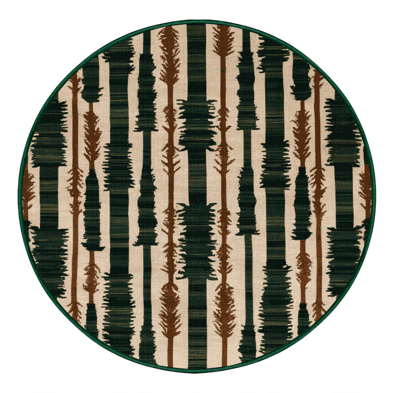 Tapis vert botanique lavable à la machine, Rond 7 pi