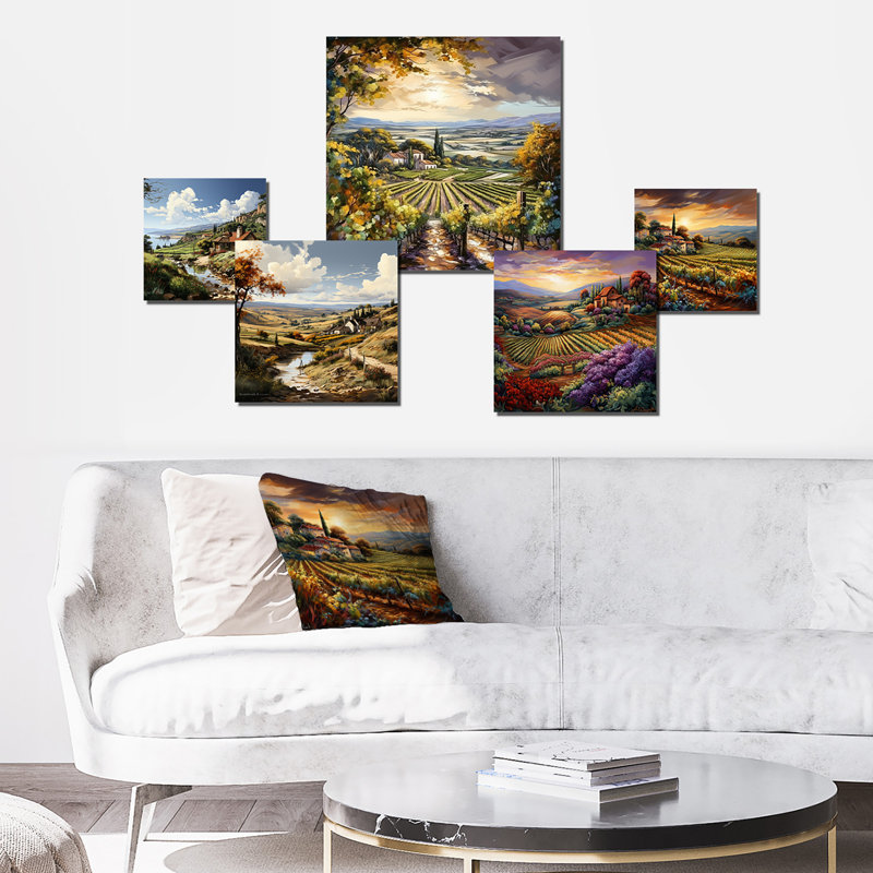 «Vineyard Charm Landscape», ensemble d'art mural de 6 vignobles