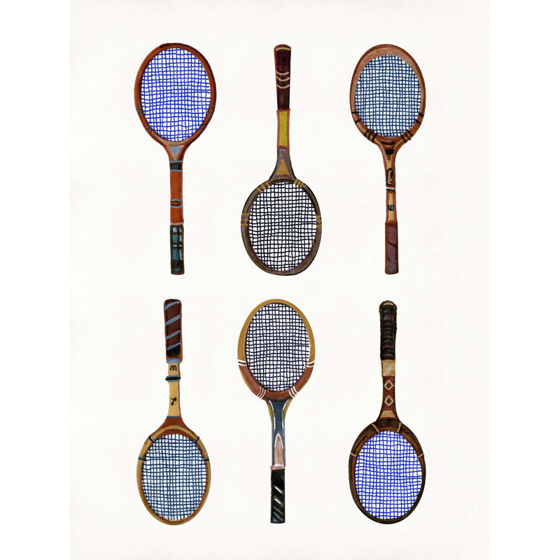 Rackets 2 Print by Rita Taverni, White Floater Framed, 31" H x 23" W