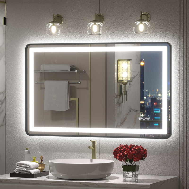 Aevar UL Certified Front & Back LED Anti-Fog Tempered Glass Bathroom/Vanity Mirror with 3-Year Warranty, 40" x 24"