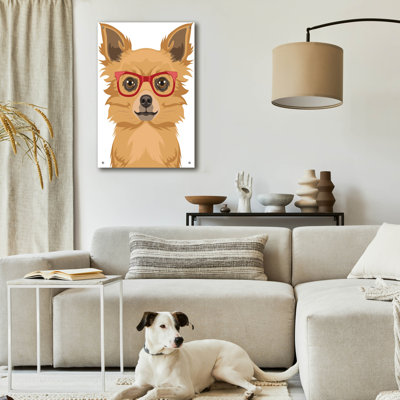 Long Haired Chihuahua Wearing Hipster Glasses by Furbaby Affiliates