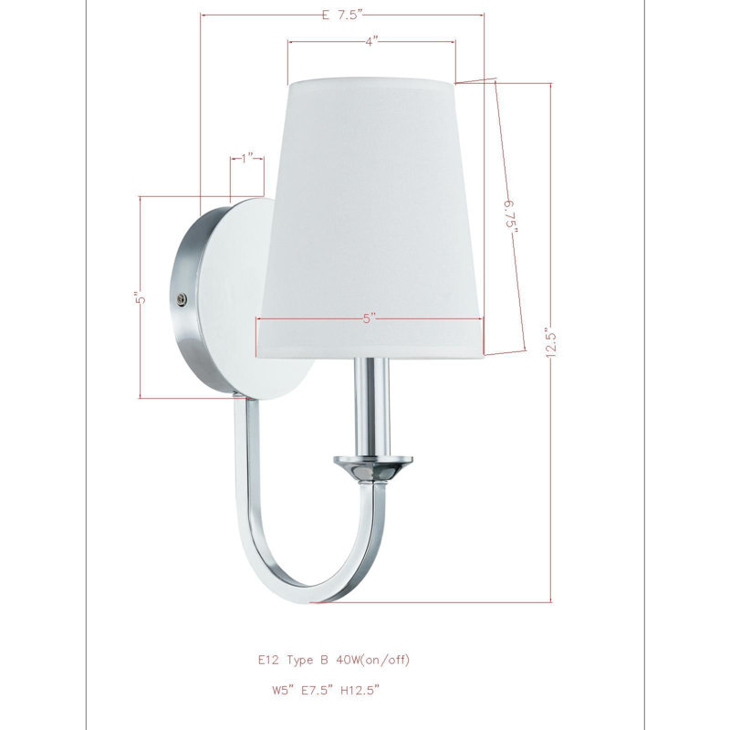 Misha Plug-in Metal Wall Sconce, Chrome