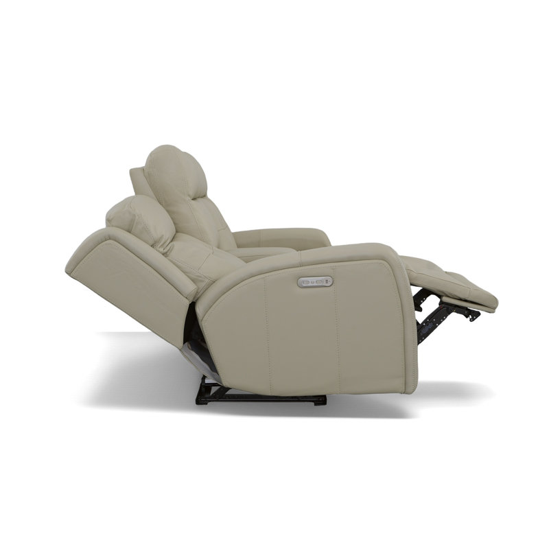 Grant 76" Leather Reclining Sofa, Ivory Genuine Leather