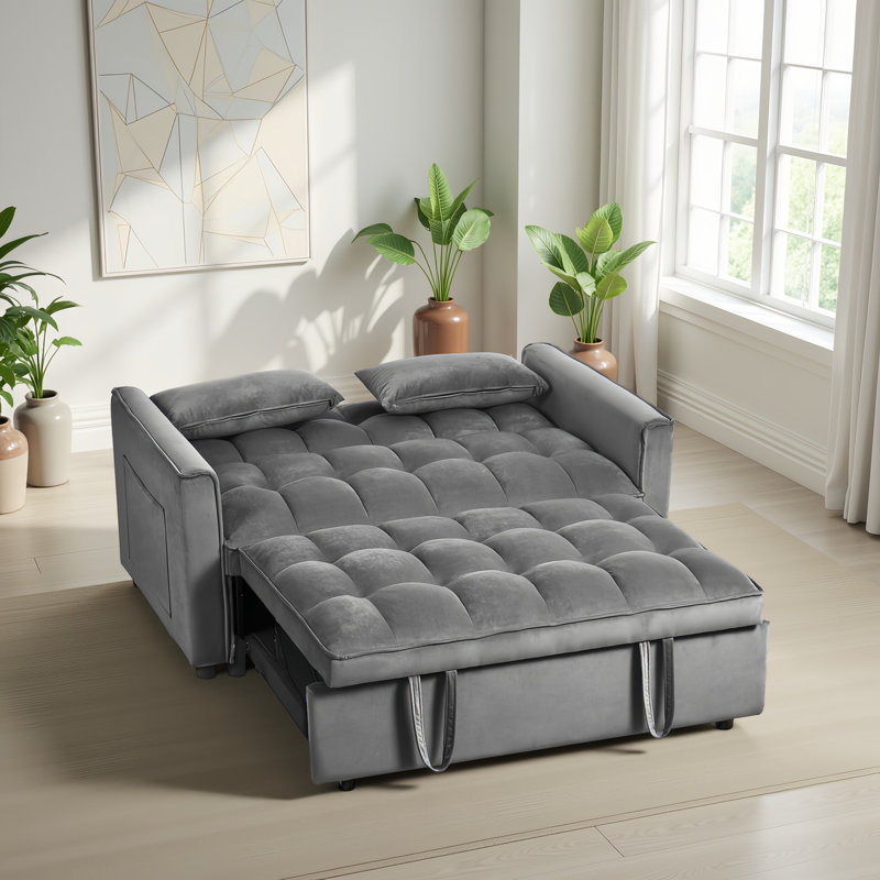 Canapé-lit inclinable moderne de 53 po avec canapé-lit escamotable inclinable et dossier réglable, Gris foncé
