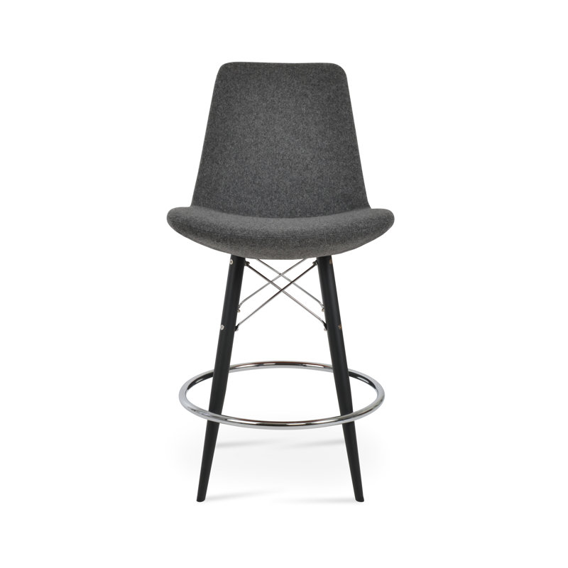 Tabouret de comptoir et de bar Eiffel en laine, Rouge, Tabouret de comptoir (siège d'une hauteur de 24 p, Naturel
