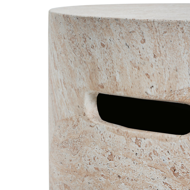 Table d'appoint en béton léger avec poignée, finition, structure de beauté naturelle et moderne, dimensions 15,5 po x 15,5 po x 18,5 po