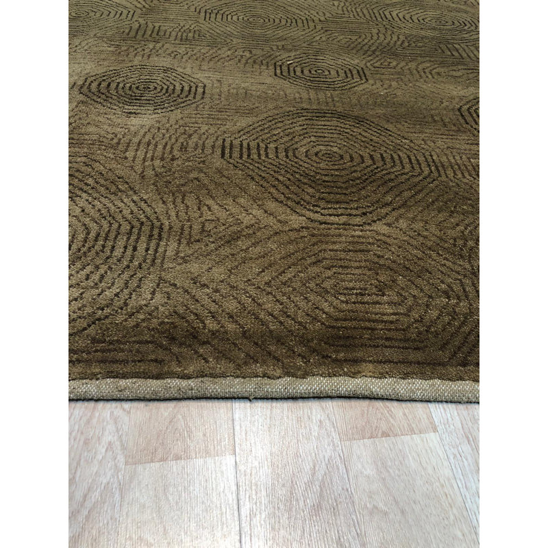 Tapis brun en laine noué à la main Ahu, Rectangle 9 pi x 12 pi