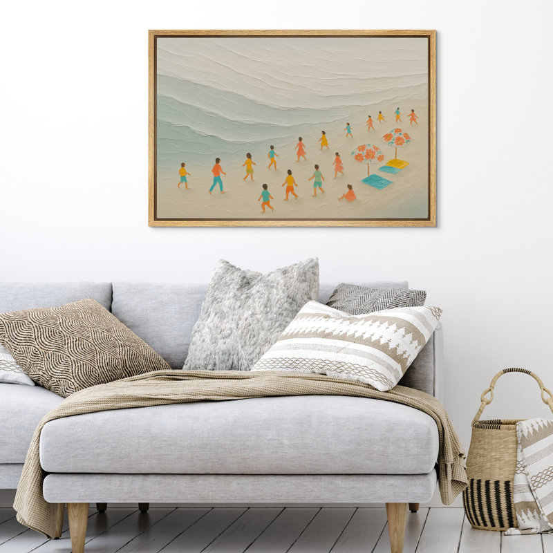 Reproduction d'art sur toile - Illustration de paysage océanique de bord de mer pour le salon, H 16 po x l 24 po, Naturel
