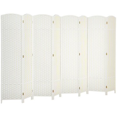 Bradey Room Divider, Panel Folding Privacy Screen, 5.6' Tall Freestanding Wall Partition For Home Office, Bedroom, White,wood
