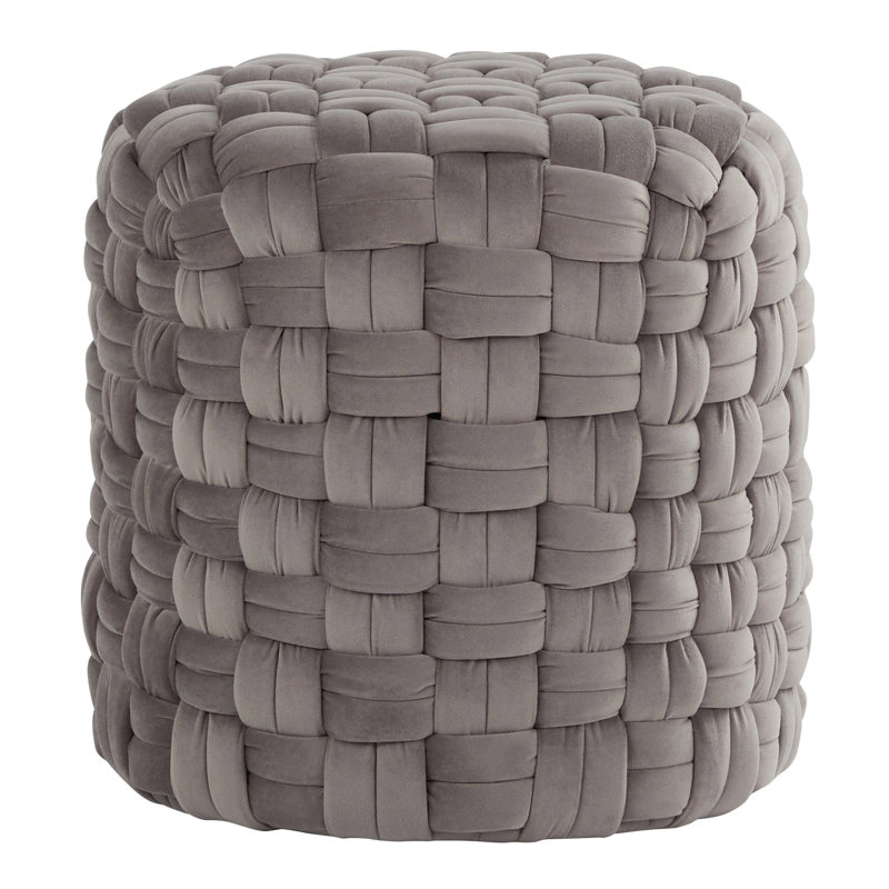 Round 16" Ottoman In Dark Grey Velvet