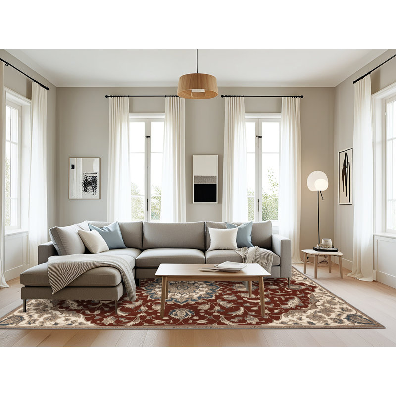 Tapis persan gris lavable à la machine, Rectangulaire 8 pi x 12 pi