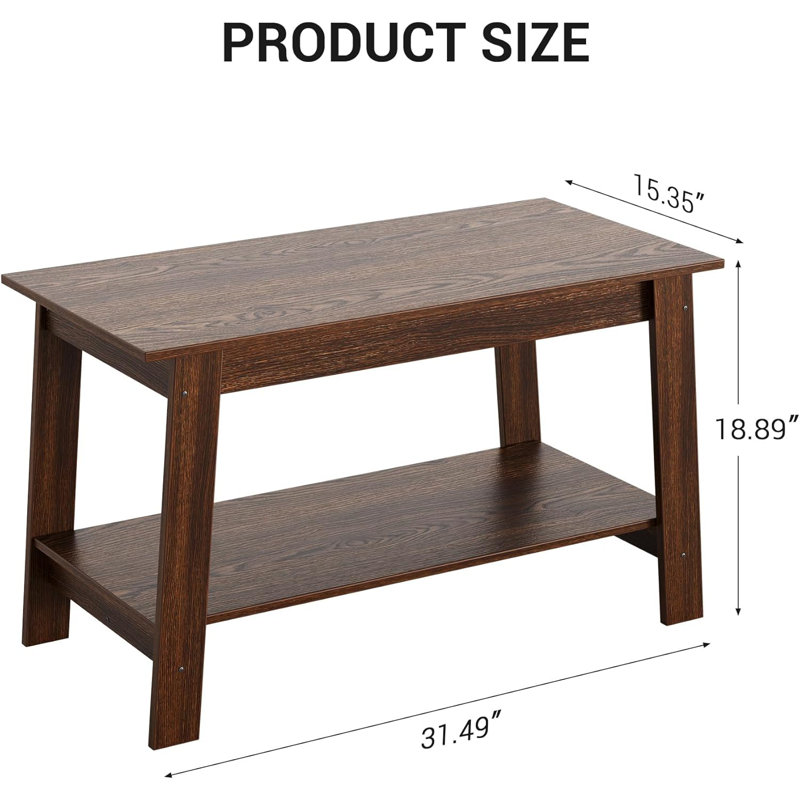 31.5 Inch Coffee Table with 2-Tier Storage, Modern Industrial Rectangular Living Room Table, Compact MDF & Particle Board Build, Durable & Easy Assembly, Ideal for Apartments & Offices