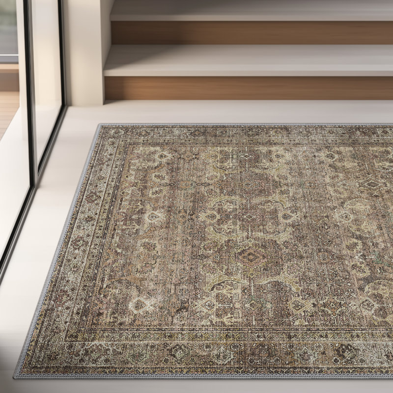 Vintage Machine Washable Non-Slip Area Rug, Rectangle 8' x 10'