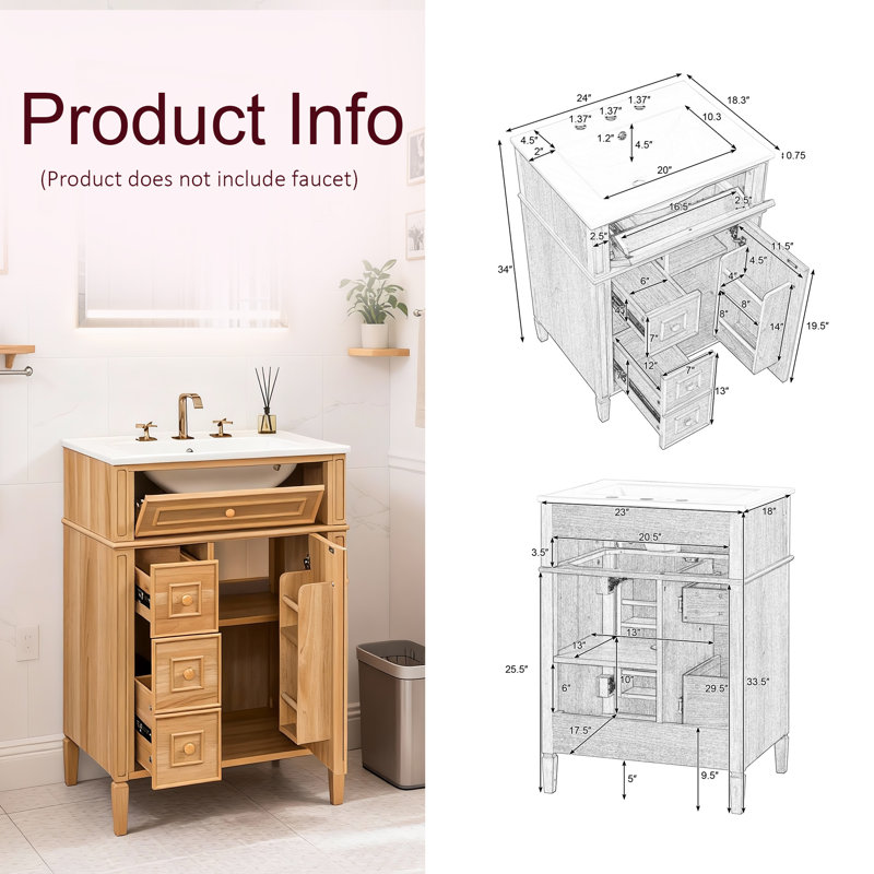 Meuble-lavabo 24 po avec lavabo en céramique