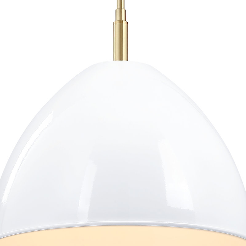 Asay 1 - Light Brushed Gold Dome Pendant, White