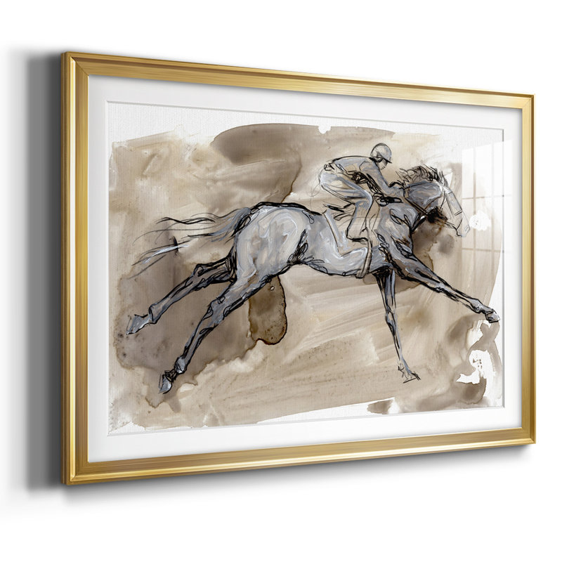 «Off To The Races I», reproduction d'art encadrée, Or, H 19 po x l 27 po x P 1,5 po