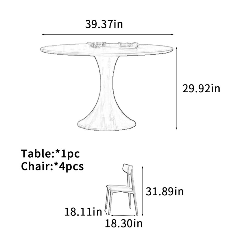Table de salle à manger en bois de frêne massif, H 29,92 po x L 39,37 po x l 39,37 po