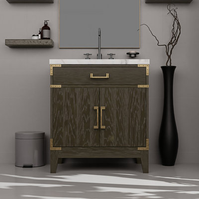 30 po X P 22 po Ensemble de meuble-lavabo simple D avec comptoir en marbre de Carrare et robinet