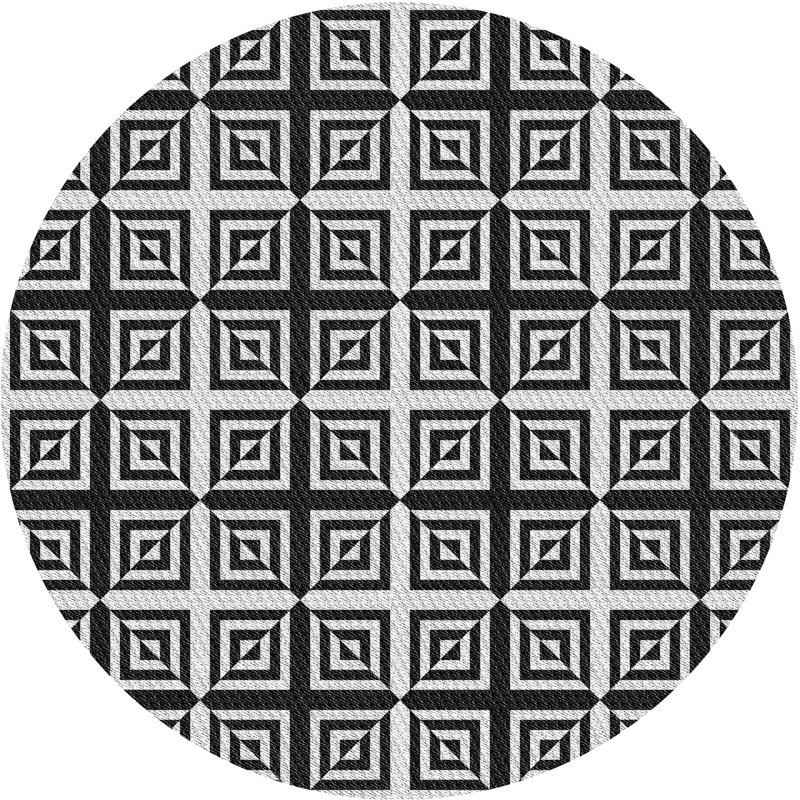 Tapis de zone noire à motifs, Rond 5 pi